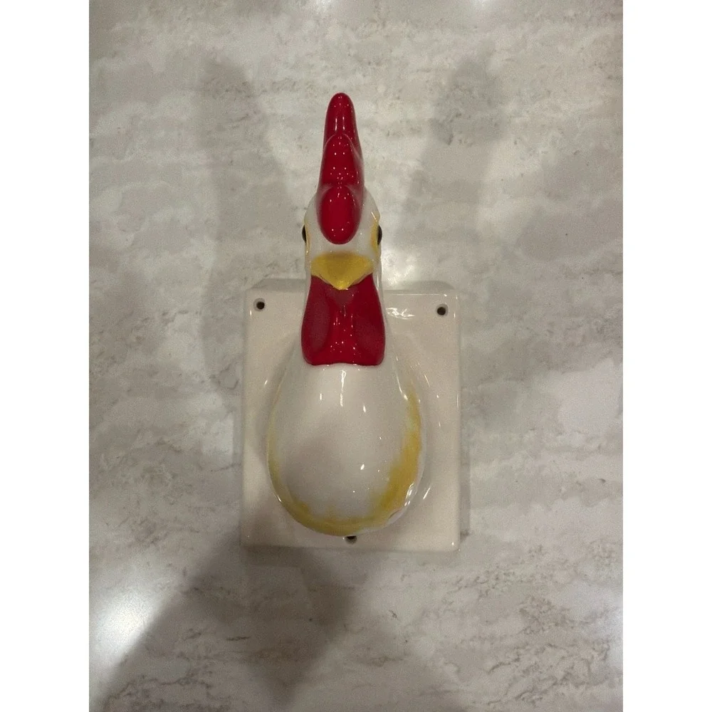 Vintage‎ Large Ceramic Rooster Wall Mount Towel Holder